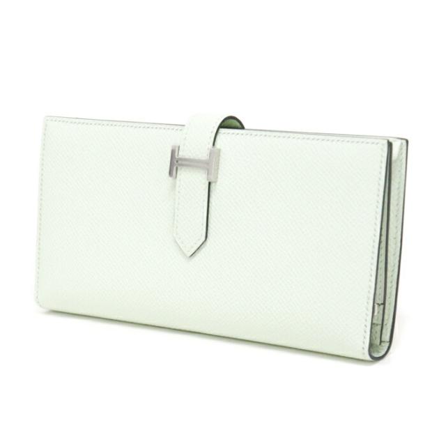 【Nランク】 エルメス HERMES ベアンスフレ エプソン (レザー) SV金具 B刻印 2023年 長財布 二つ折り財布 かぶせ蓋 コンチネンタルウォレット H金具 レディース メンズ ヴェールフィズ (ライトグリーン) 正規品 未使用 展示品 中古 mbi26014_2