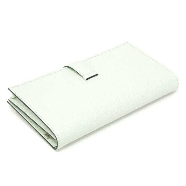 【Nランク】 エルメス HERMES ベアンスフレ エプソン (レザー) SV金具 B刻印 2023年 長財布 二つ折り財布 かぶせ蓋 コンチネンタルウォレット H金具 レディース メンズ ヴェールフィズ (ライトグリーン) 正規品 未使用 展示品 中古 mbi26014_4