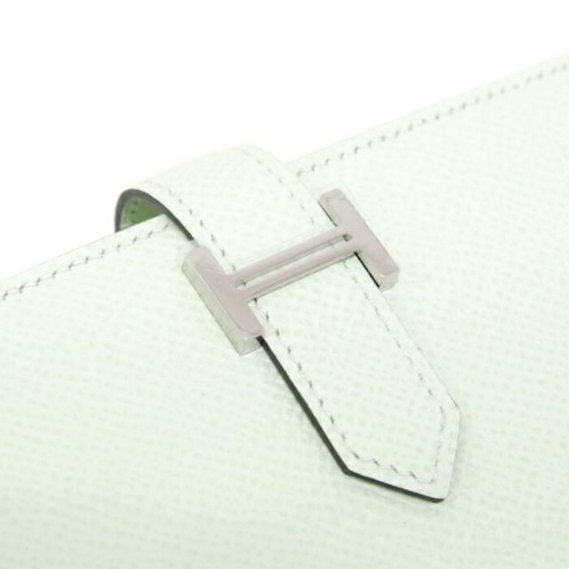 【Nランク】 エルメス HERMES ベアンスフレ エプソン (レザー) SV金具 B刻印 2023年 長財布 二つ折り財布 かぶせ蓋 コンチネンタルウォレット H金具 レディース メンズ ヴェールフィズ (ライトグリーン) 正規品 未使用 展示品 中古 mbi26014_5