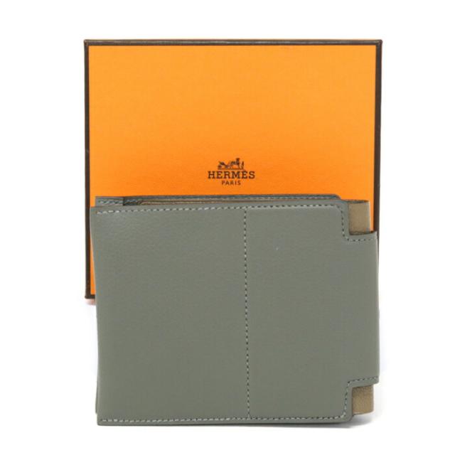 HERMES 二つ折り財布 グレー レザー Sランク】 エルメス HERMES