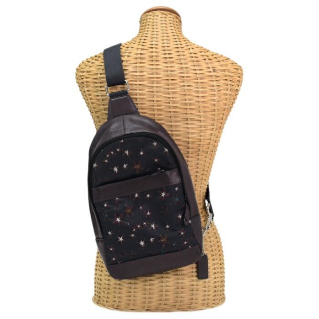 【ABランク】 コーチ COACH チャールズパック スカイ スターズ プリント ボディバッグ レザー / ナイロン F25269 ショルダーバッグ ボディバッグ 肩掛け 斜めかけ スリングバッグ レディース メンズ ダークブラウン 正規品 中古 mbi29008の通販は 12,768円