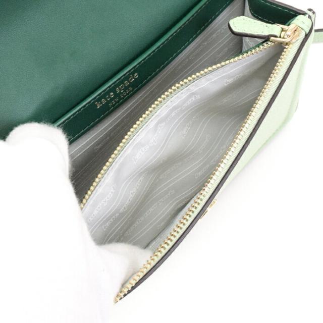 【ABランク】 ケイトスペード Kate Spade ノット フラップ クロスボディ ペブルレザー K6830 スモール ショルダーバッグ チェーンバッグ クロスボディ 斜め掛け レディース グリーン 正規品 中古 mbj19021_11