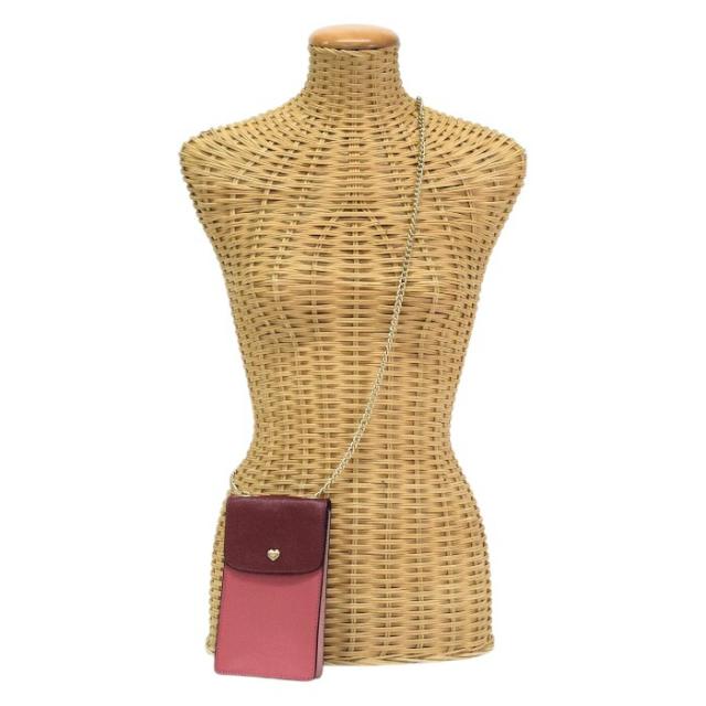 【Aランク】 コーチ COACH ショルダーバッグ PVC / レザー 91044 チェーンショルダー ポシェット スマホケース レディース ピンク / バーガンディ 正規品 美品 中古 mbj24003