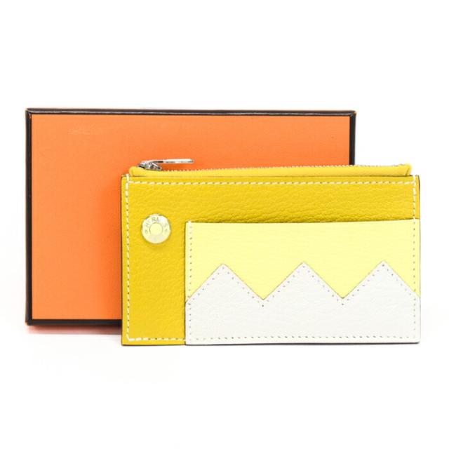 HERMÈS オレンジ レザー カードケース エルメス べアンオレンジ レザー