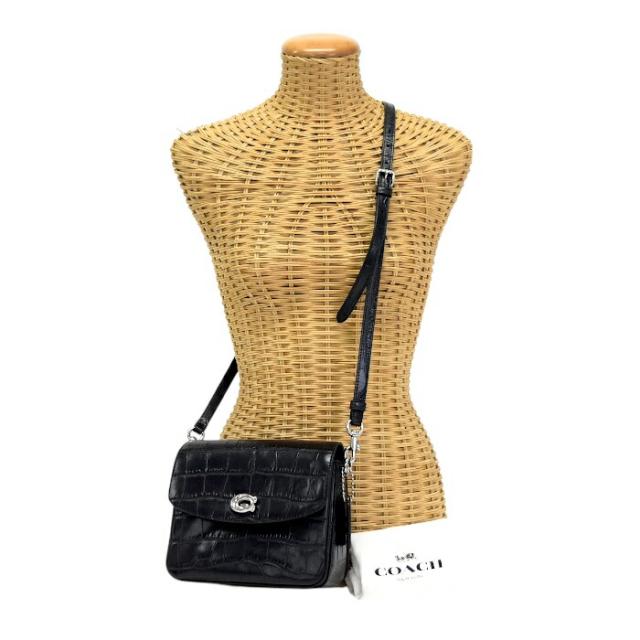 【Sランク】 コーチ COACH キャシー クロスボディ 19 クロコダイル エンボスド レザー クロコ 型押し CP138 2WAYバッグ ショルダーバッグ 肩掛け トップハンドルバッグ ハンドバッグ 手提げかばん レディース ブラック 正規品 新品同様 中古 mbk07001