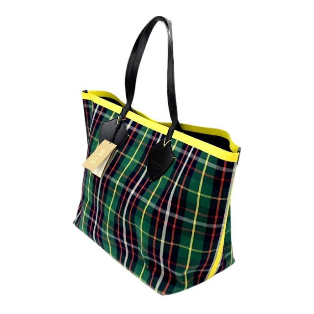 【Aランク】 バーバリー BURBERRY ジャイアント リバーシブル タータントート キャンバス / レザー 4069598 トートバッグ トラベルバッグ レディース メンズ グリーン / ネイビー / レッド / マルチカラー 正規品 美品 中古 mbk19001_2