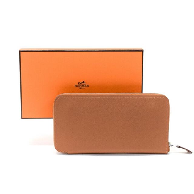 【Sランク】 エルメス HERMES アザップ ロング シルクイン エバーカラー (レザー) SV金具 W刻印 2024年 長財布 ラウンドファスナー ロングウォレット メンズ レディース ゴールド (ライトブラウン) 正規品 新品同様 中古 mbk26009