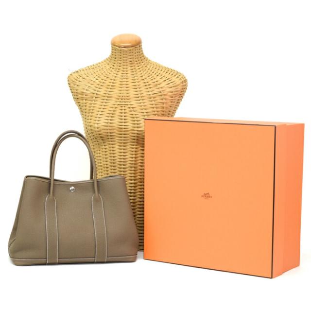 【SAランク】 エルメス HERMES ガーデンパーティ PM 36 カントリー (レザー) SV金具 U刻印 2022年 ハンドバッグ 手提げかばん トート バッグ レディース エトゥープ (グレージュ) 正規品 極美品 中古 mbl30006