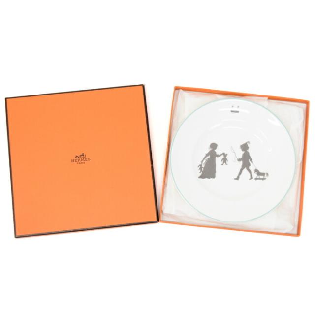 【Aランク】 エルメス HERMES デザートプレート 陶器 silhouettes プレート 皿 食器 インテリア レディース メンズ ホワイト 正規品 美品 中古 mbl30020