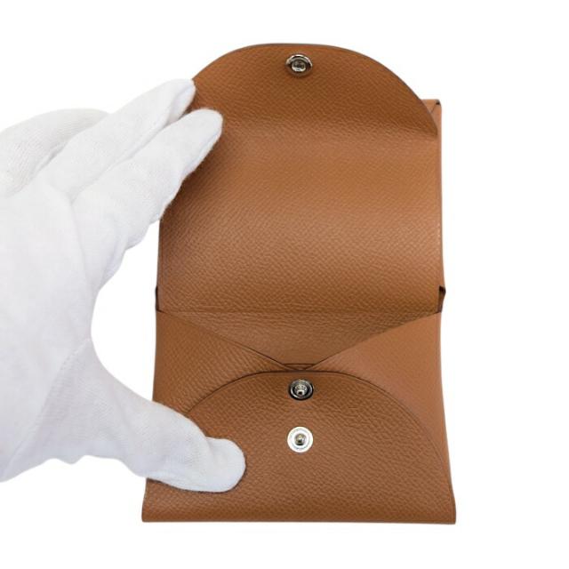 【SAランク】 エルメス HERMES カルヴィ デュオ エプソン (レザー) W刻印 (2024年) カードケース コインケース コンパクトウォレット 二つ折り財布 ミニ財布 マルチケース ゴールド (ブラウン) 正規品 極美品 中古 mbm15003_7