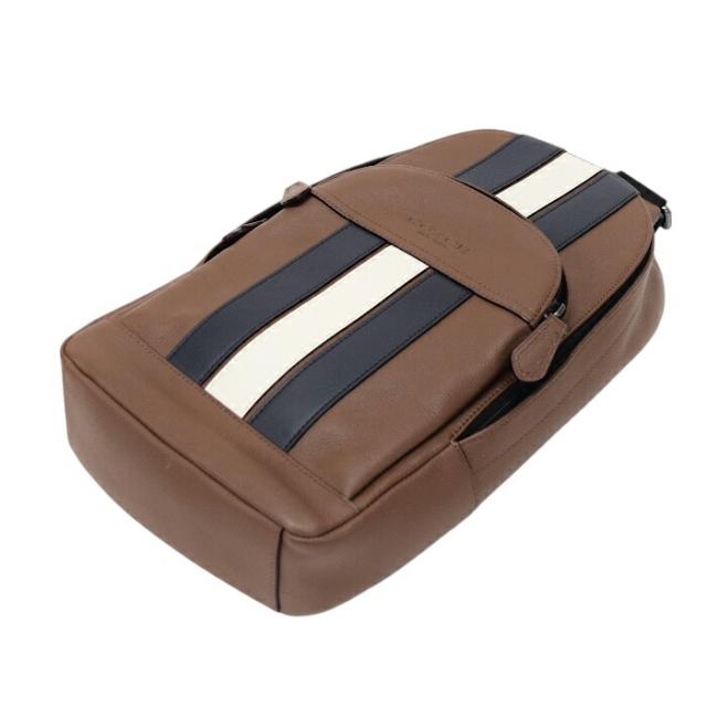 【AB位置づける】 コーチ職 COACH プリンスチャールズ島 風呂敷き包み なめし革 ヴァーシティ 縞模様 なめし革 F23215 ショルダーバッグ 差し交わす上半身 曲がったかけ 肩かけ スリングバッグ メンズ 赤銅色 / 黒いこと / 白いこと 定まり品 中古 mbm21002