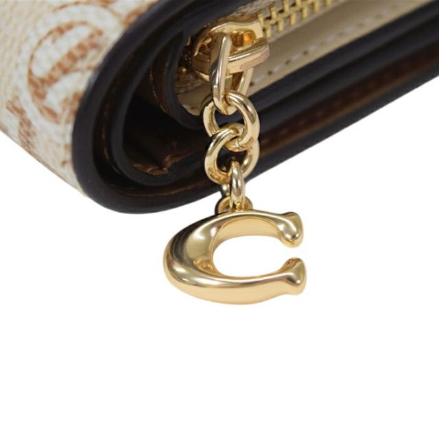 【ABランク】 コーチ COACH スナップ ウォレット・シグネチャー モノグラム プリント PVC / スムース レザー CF522 ラウンドファスナー ロングウォレット ミニウォレット Cチャーム チョーク / ベージュ 正規品 中古 mbm21008 ABランク】 コーチ COACH スナップ ウォレット・シグネチャー