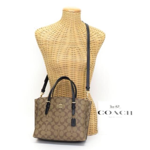 【ABランク】 コーチ COACH モリー トート 25 PVC / レザー C4250 トートバッグ 2WAYバッグ 肩掛け ハンドバッグ ミニトート 手提げかばん レディース カーキ (ベージュ) / ブラック 正規品 中古 mbm28003