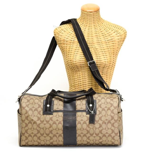 【ABランク】 コーチ COACH ボストンバッグ PVC / レザー シグネチャー F77278 トラベルバッグ 旅行かばん 2WAYバッグ 肩掛け ベージュ / ブラウン 正規品 中古 mbm28004