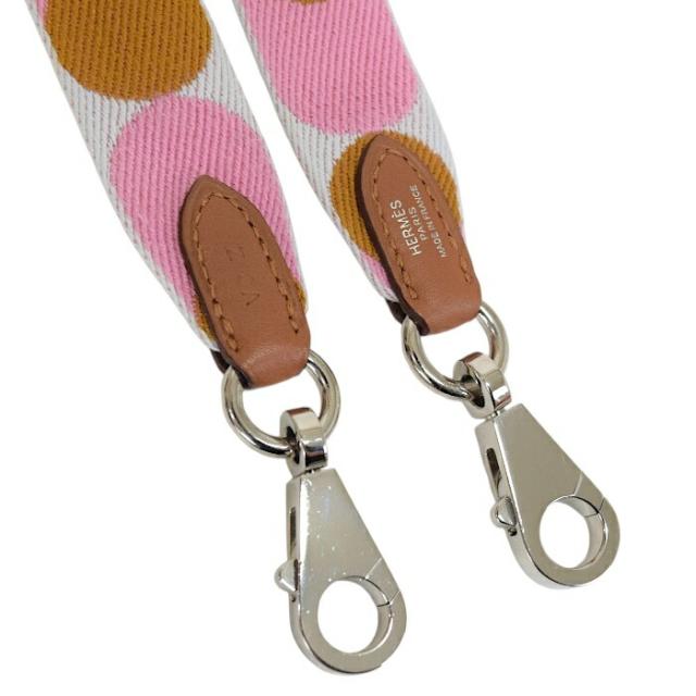 【Aランク】 エルメス HERMES バンドリエール サングル フリッパーボール 25mm トワル (キャンバス) / スイフト (レザー) SV金具 Z刻印 (2021年) ショルダーストラップ ホワイト / ピンク / セサミ 正規品 美品 中古 mbm28023_2