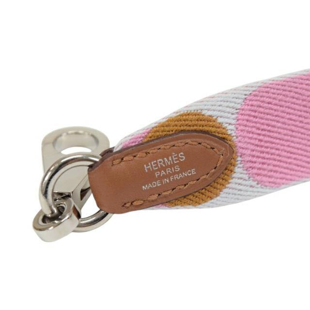 【Aランク】 エルメス HERMES バンドリエール サングル フリッパーボール 25mm トワル (キャンバス) / スイフト (レザー) SV金具 Z刻印 (2021年) ショルダーストラップ ホワイト / ピンク / セサミ 正規品 美品 中古 mbm28023_5