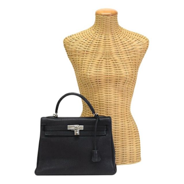 【ABランク】 エルメス HERMES ケリー 32 内縫い トゴ (レザー) SV金具 □F刻印 (2002年) 028747CK ハンドバッグ 手提げかばん トップハンドルバッグ ビジネスバッグ レディース メンズ ノワール (ブラック) 正規品 中古 mbm30001