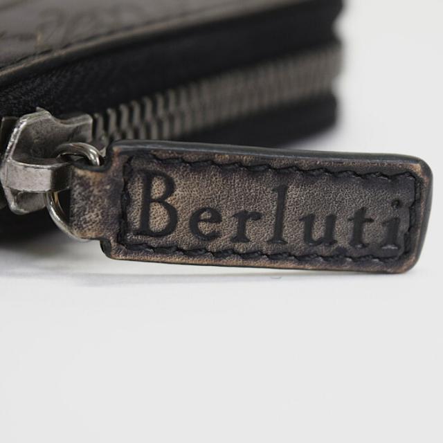 【Bランク】 ベルルッティ Berluti ワパ スクリットレザー ジップ付きコインパース スクリットレザー カリグラフィー パティーヌ F1118 カードケース コインケース コンパクトウォレット ベネチアンレザー メンズ ダークブラウン 正規品 中古 mbn01010_7