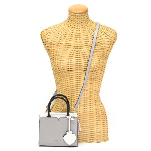【ABランク】 ケイトスペード kate spade スペンサー ミニ サッチェル PVC / レザー PXRUB220 ハンドバッグ 手提げかばん 2WAYバッグ 肩掛け グレー / アイボリー / ブラック 正規品 中古 mbn04007