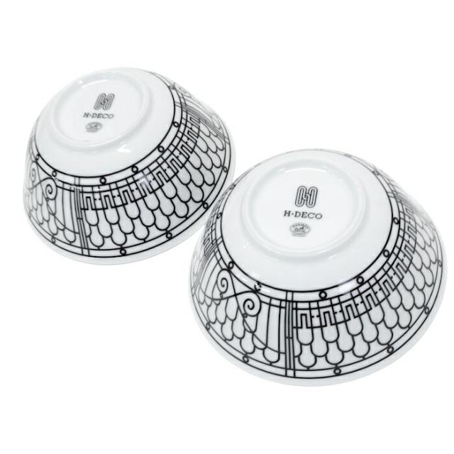 【Nランク】 エルメス HERMES ボウル〈Hデコ〉 ポーセリン (陶磁器) シルクスクリーンプリント 茶碗 飯椀 お椀 食器 洋食器 H柄 レディース メンズ ホワイト / ブラック 正規品 未使用 展示品 中古 mbn19005
