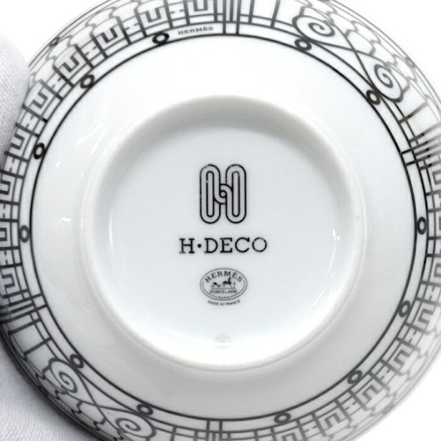 【Nランク】 エルメス HERMES ボウル〈Hデコ〉 ポーセリン (陶磁器) シルクスクリーンプリント 茶碗 飯椀 お椀 食器 洋食器 H柄 レディース メンズ ホワイト / ブラック 正規品 未使用 展示品 中古 mbn19005