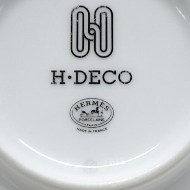 【Nランク】 エルメス HERMES ボウル〈Hデコ〉 ポーセリン (陶磁器) シルクスクリーンプリント 茶碗 飯椀 お椀 食器 洋食器 H柄 レディース メンズ ホワイト / ブラック 正規品 未使用 展示品 中古 mbn19005