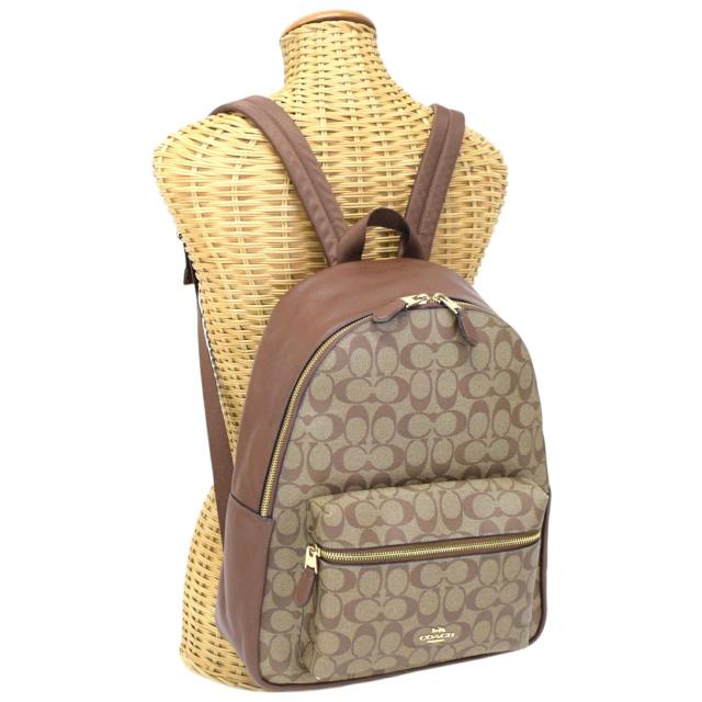 【ABランク】 コーチ COACH チャーリー バックパック PVC / レザー シグネチャー F58314 リュック デイパック メンズ レディース ベージュ / ブラウン 正規品 中古 mbo22001