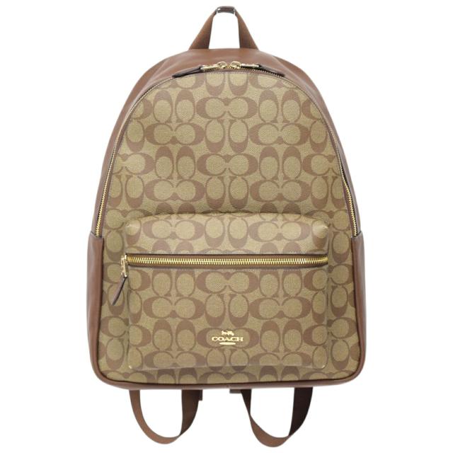 【ABランク】 コーチ COACH チャーリー バックパック PVC / レザー シグネチャー F58314 リュック デイパック メンズ レディース ベージュ / ブラウン 正規品 中古 mbo22001_1