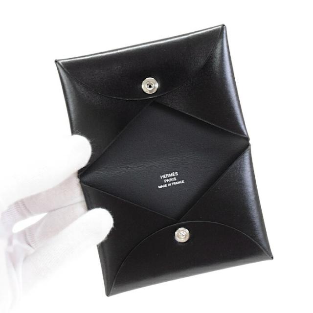 エルメス カードケース カルヴィ コンパクト ミニ レザー ロゴ シルバー金具 レッド 赤 ビジネス メンズ レディース □M刻印 W刻印 エルメス カルヴィデュオコンパクト ミニ財布 名刺入れカード