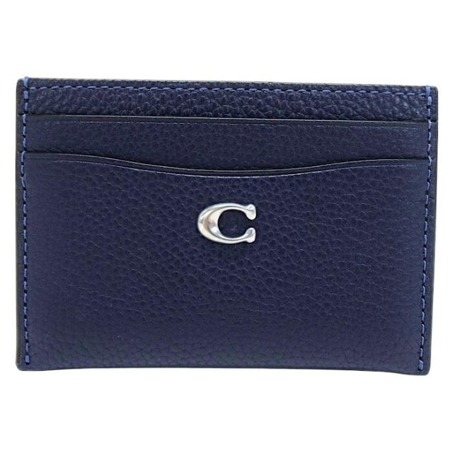 【Sランク】 コーチ COACH カード ケース ポリッシュド ペブル レザー CM436 カードケース パスケース マルチケース メンズ レディース ネイビー 正規品 新品同様 中古 mbp06003