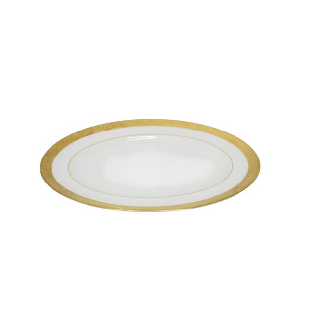 【ABランク】 ウェッジウッド WEDGWOOD アスコット (ASCOT) オーバルプレート 35cm ボーンチャイナ (陶器) 金彩 イギリス製 廃盤品 黒壺 レディース メンズ ホワイト / ゴールド 正規品 中古 mbm07022