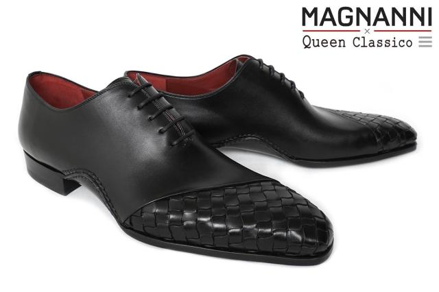 MAGNANI マグナーニブラックレザー ドレスシューズ ストレートチップ