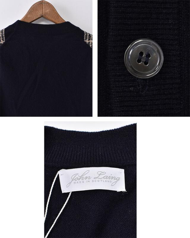 ★50％OFF SALE！ John Laing / Argyle V neck Cardigan / 100% Pure Cashmere / NAVY ジョンレイン / アーガイルVネックカーディガン セーター / ピュアカシミア / ネイビー