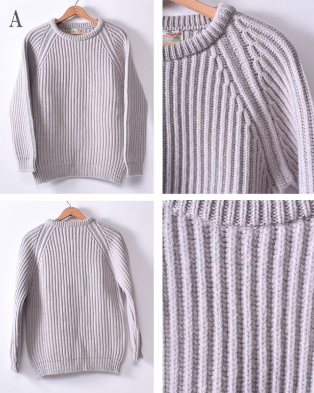 ★50％OFF SALE！ SCOTT & CHARTERS / スコット＆チャーターズ クルーネックセーター カーディガンステッチ アゼ編み スーパージーロンラムウール 全3色_4