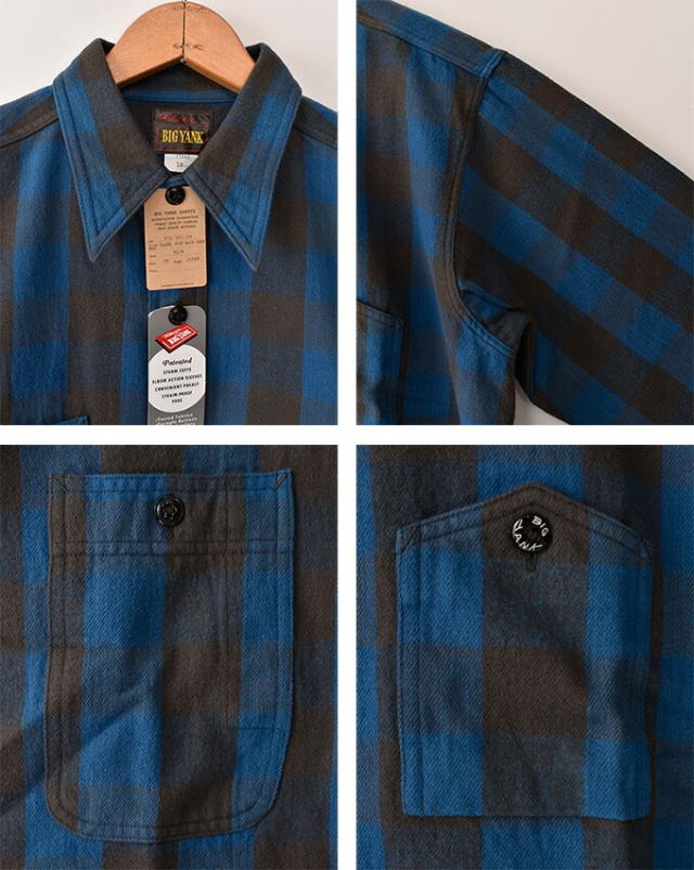 BIG YANK / Y1945 FLANNEL SHIRT BLOCK CHECK / BLUE ビッグヤンク / Y1945 フランネルシャツ ブロックチェック / ブルー_2