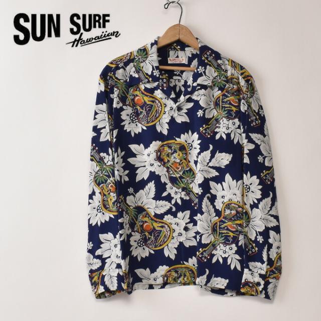 東洋エンタープライズ サンサーフ / Lot No.SS29603 / 長袖 レーヨン アロハシャツ ハワイアンシャツ / ネイビー SUN SURF / "UNKULELE MELODY" / 128) NAVY