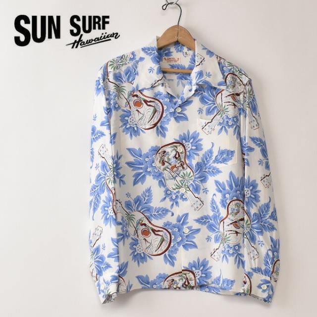 東洋エンタープライズ サンサーフ / Lot No.SS29603 / 長袖 レーヨン アロハシャツ ハワイアンシャツ / オフホワイト SUN SURF / "UNKULELE MELODY" / 105) OFF WHITE