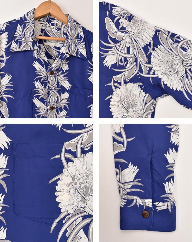 東洋エンタープライズ サンサーフ / Lot No.SS29602 / 長袖 レーヨン アロハシャツ ハワイアンシャツ / ブルー SUN SURF / "NIGHT BLOOMING CEREUS BORDER" / 125) BLUE_2