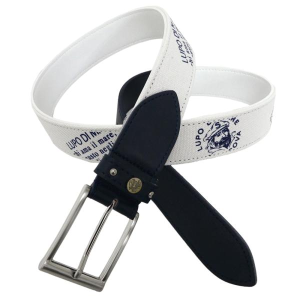 シナコバ キャプテンにロゴ総柄 綿×牛革 ベルト (紺×オフ白) GD*0121176040290 12,045円