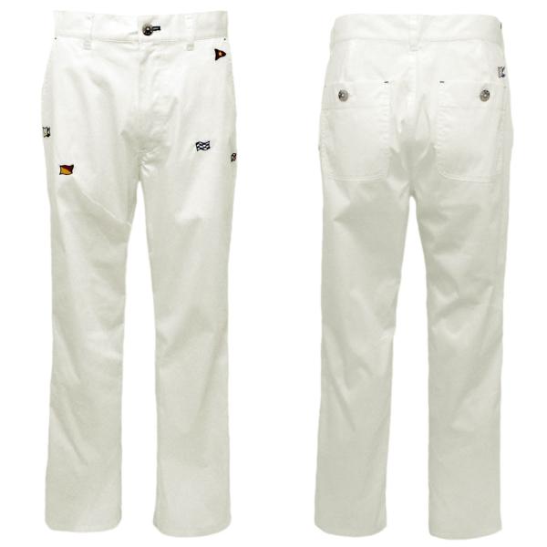 50%OFF  春夏 シナコバ 刺繍飛び柄 ピケストレッチ パンツ 白 PA*0122125030110の通販は