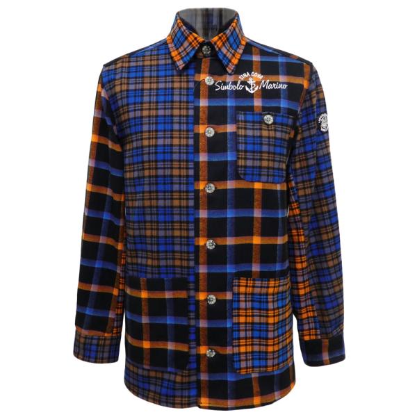40%OFF 秋冬 シナコバ 起毛チェックの切り替え シャツジャケット (オレンジ系) JK*0122223010950