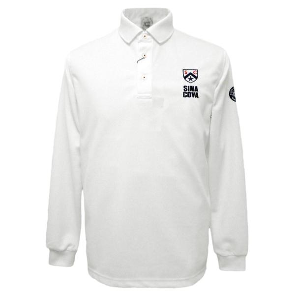 30%OFF 春夏 シナコバ 襟にロゴ刺繍 長袖 ポロシャツ 白 PS*0123150020100の通販は