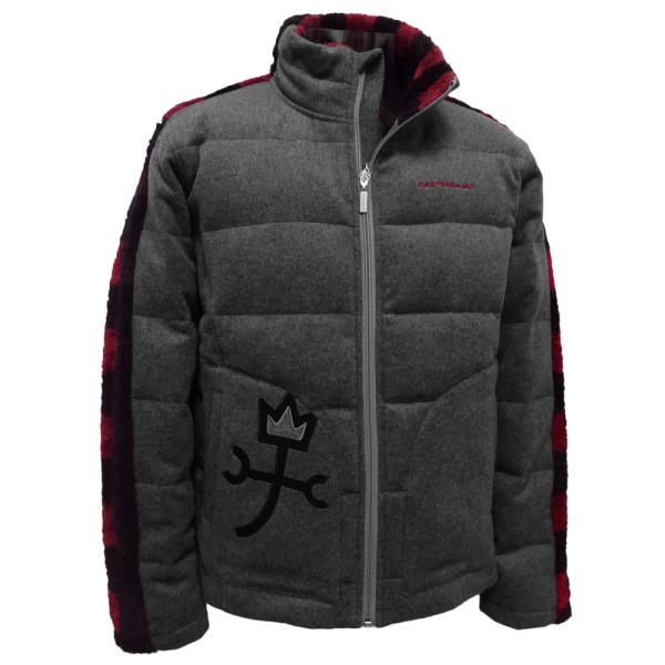 50%OFF 秋冬 カステルバジャック 毛×ファー切り替え ダウンブルゾン (グレー×赤) JK*02721241211494