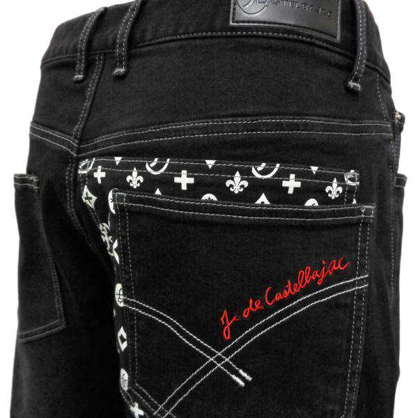40%OFF 秋冬 カステルバジャック 裏起毛 モノグラム×のびのび柔らかジーンズ  黒  PA*02721344010499の通販は