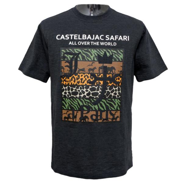 30%OFF 2024春夏 新作 カステルバジャック 薄手スラブ天竺サファリプリント 半袖 Ｔシャツ (墨黒)  TS*02721427210997の通販は