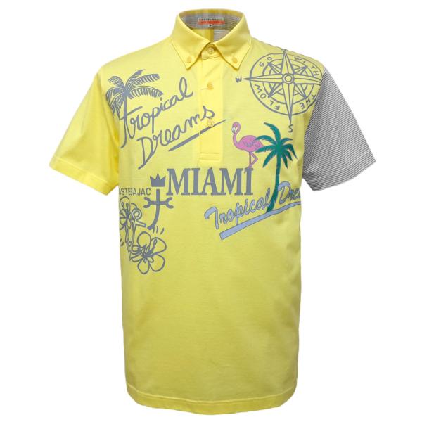 40%OFF 春夏 カステルバジャック 接触冷感 ボーダー切り替え半袖BDポロシャツ黄色  PS*02723327410430の通販は