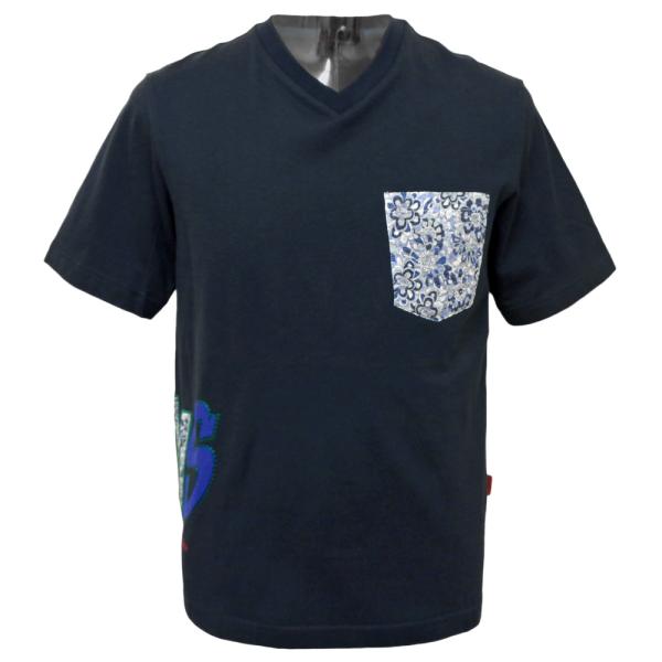 40%OFF 春夏 ミラショーン 胸ポケ付き Vネック 半袖 Ｔシャツ 紺  TS*04732327215459の通販は 9,029円