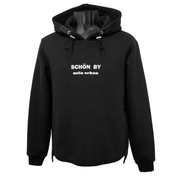 30%OFF 2024秋冬 新作 ミラショーン スタッズロゴptフード付きトレーナー 黒  TR*04732447010499の通販は 20,790円