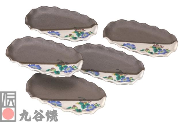 九谷焼 7号皿揃 山茶花_1