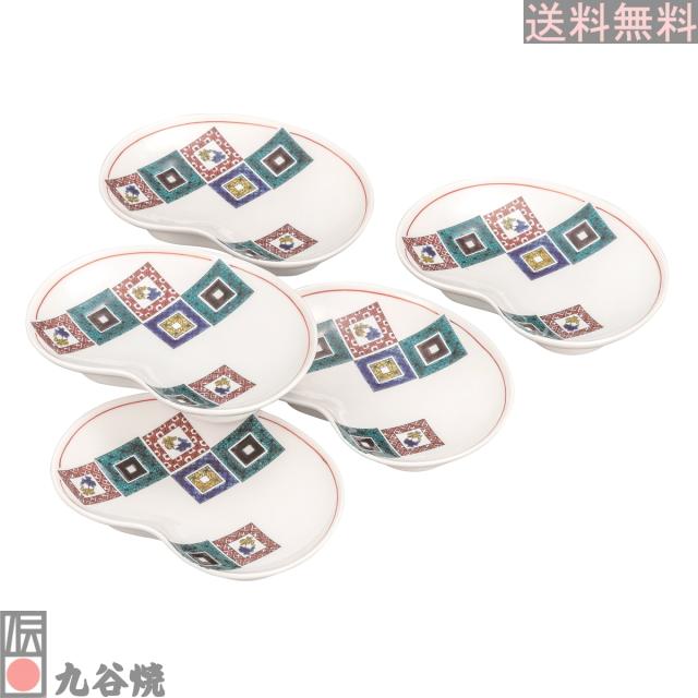 九谷焼 5.8号皿揃・石畳_1
